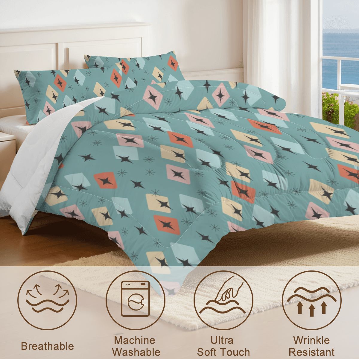 Mid-Century Modern Geometric King Comforter Set