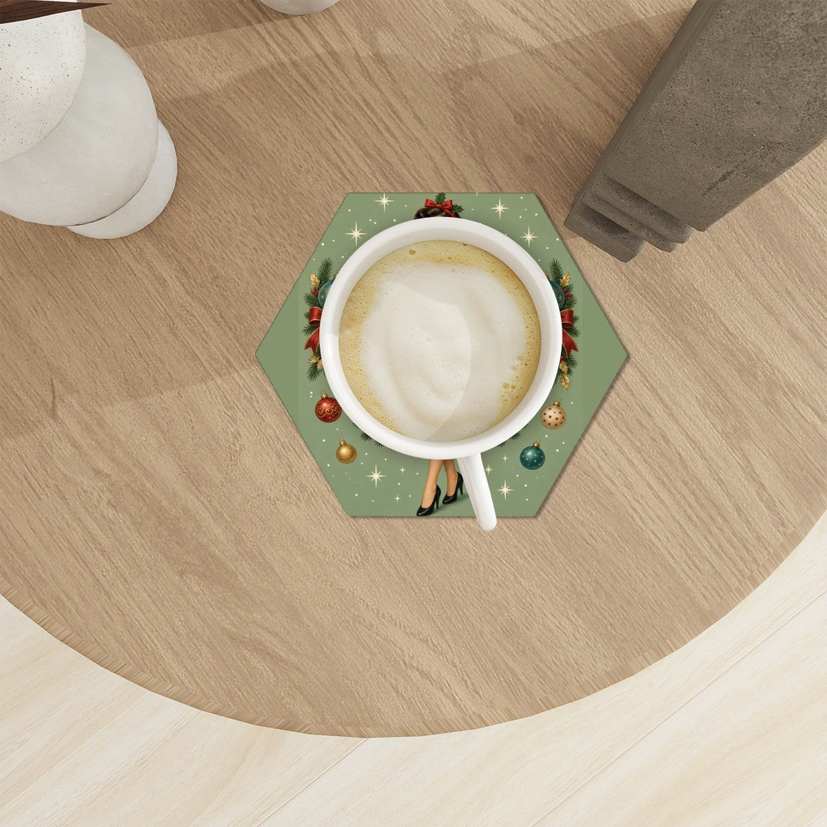 Mid-Century Modern Christmas Tree Ceramic Coaster Set