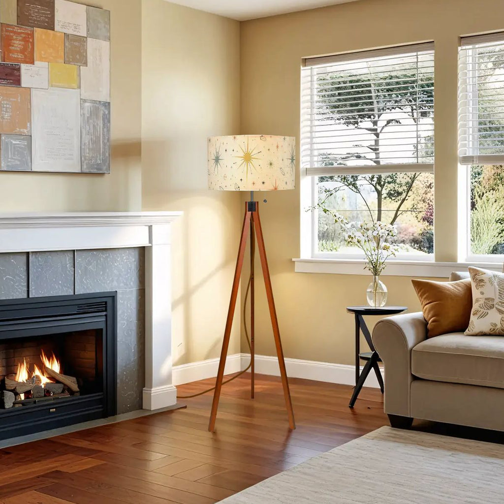 Mid-Century Modern Atomic Starburst Tripod Floor Lamp
