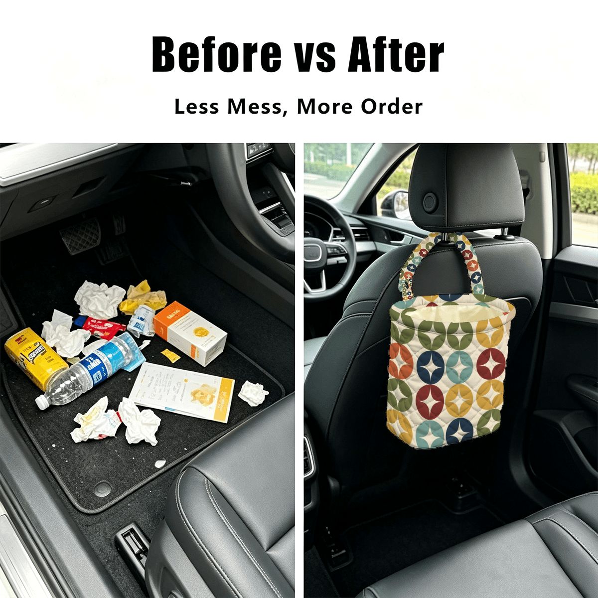 Atomic Starburst Quilted Car Trash Bin