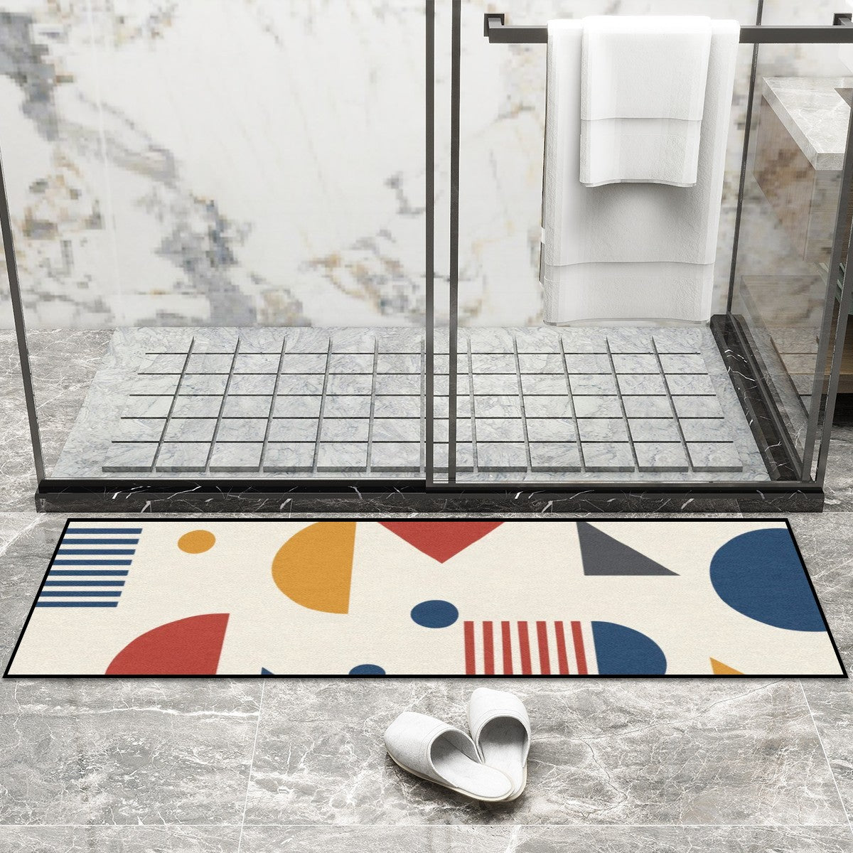 Mid-Century Modern Geometric Kitchen Runner Mat