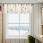 Mid-Century Modern Window Valance — Atomic Starburst, 2 Panels (52"×18")