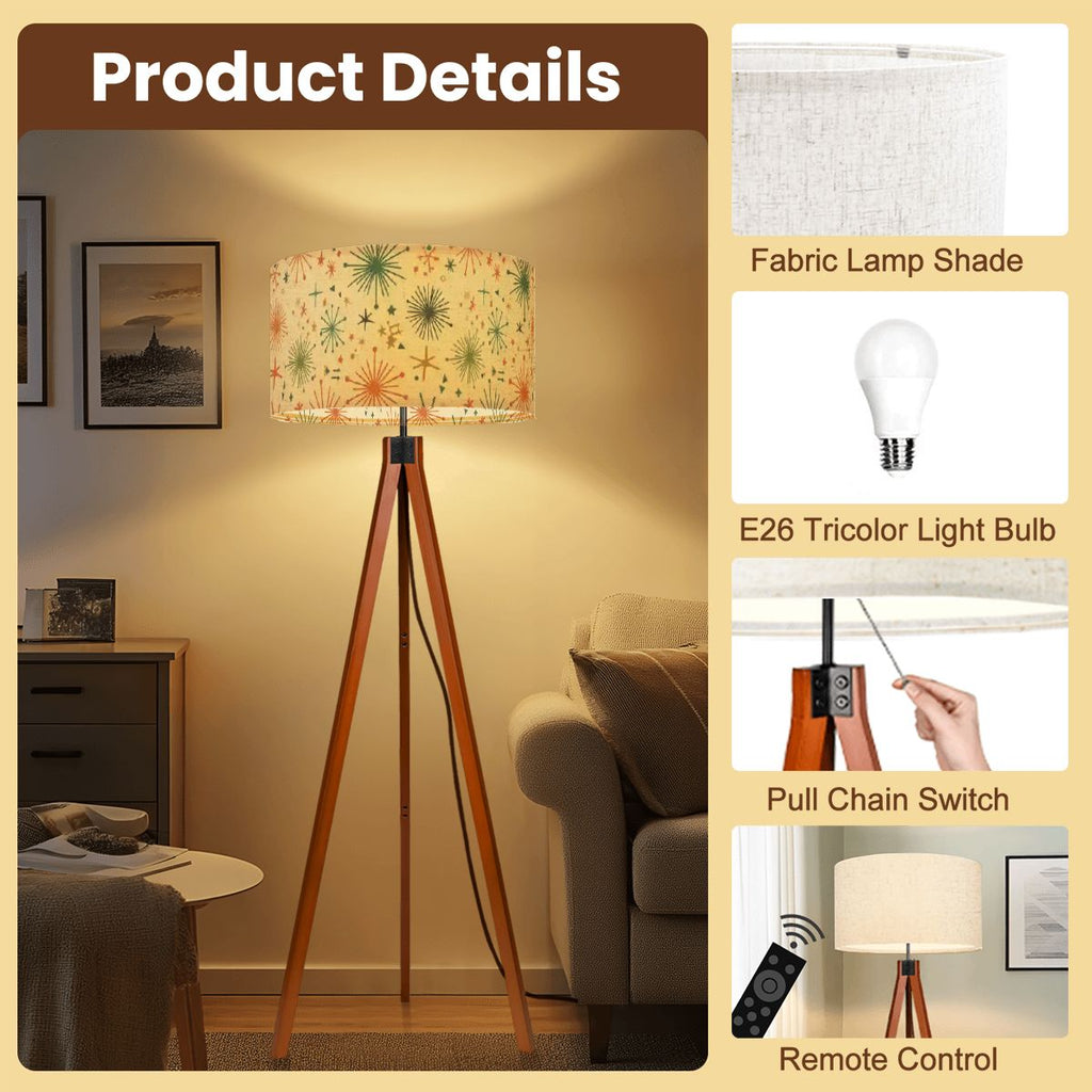 Mid-Century Modern Organic Pattern Tripod Floor Lamp