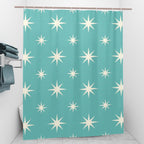 MCM-Era Turquoise Atomic Starburst Shower Curtain
