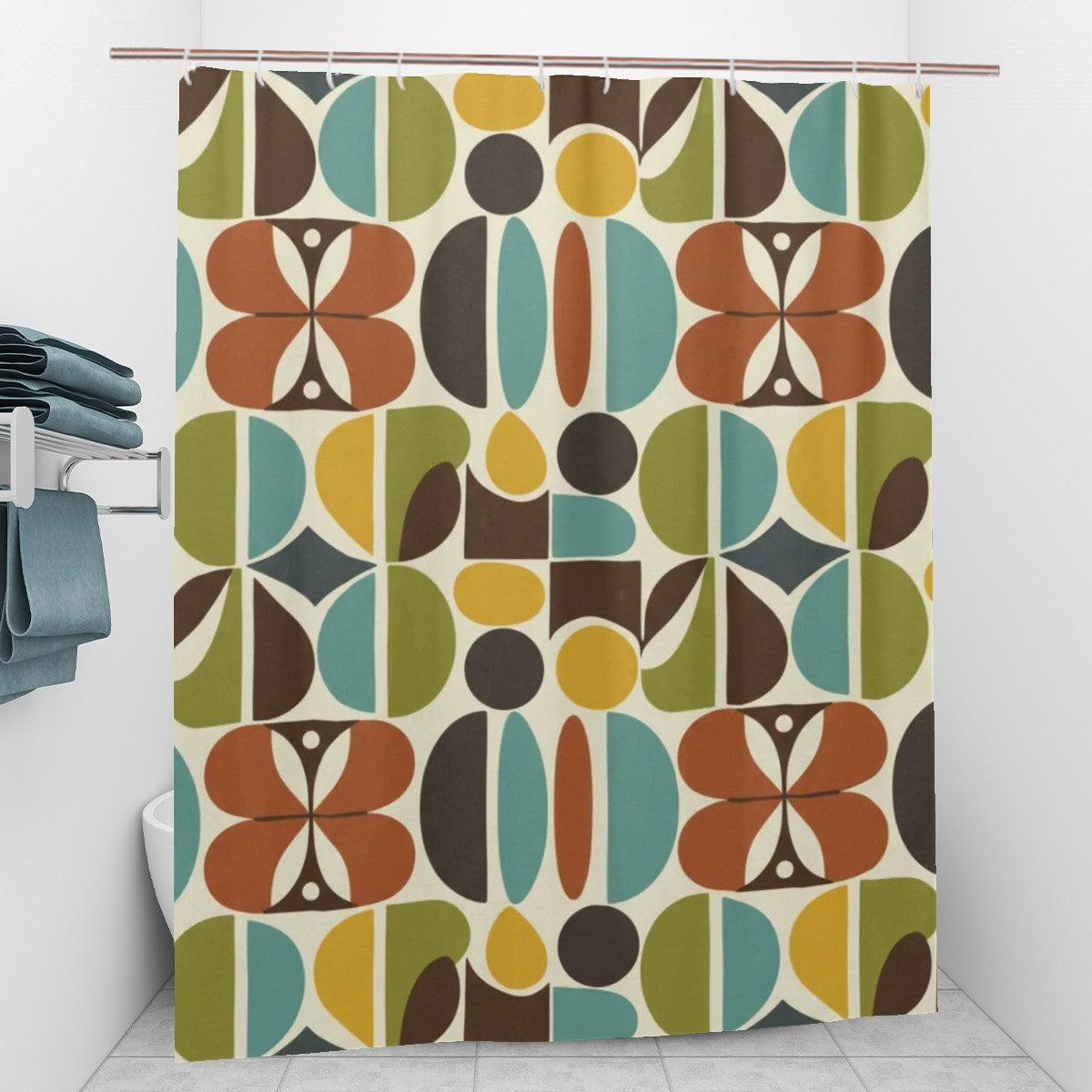 Mid-Century Modern Atomic Pebble Shower Curtain