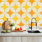 Mid-Century Mustard & Burnt Orange Geometric Wallpaper