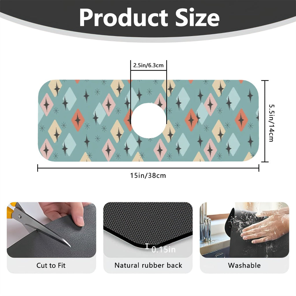 Mid-Century Modern Geometric Sink Faucet Mat