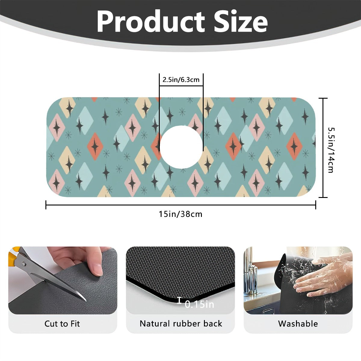Mid-Century Modern Geometric Sink Faucet Mat