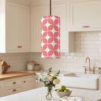 Mid-Century Modern Pendant Light in Pink Geometric | Cylinder Ceiling Light