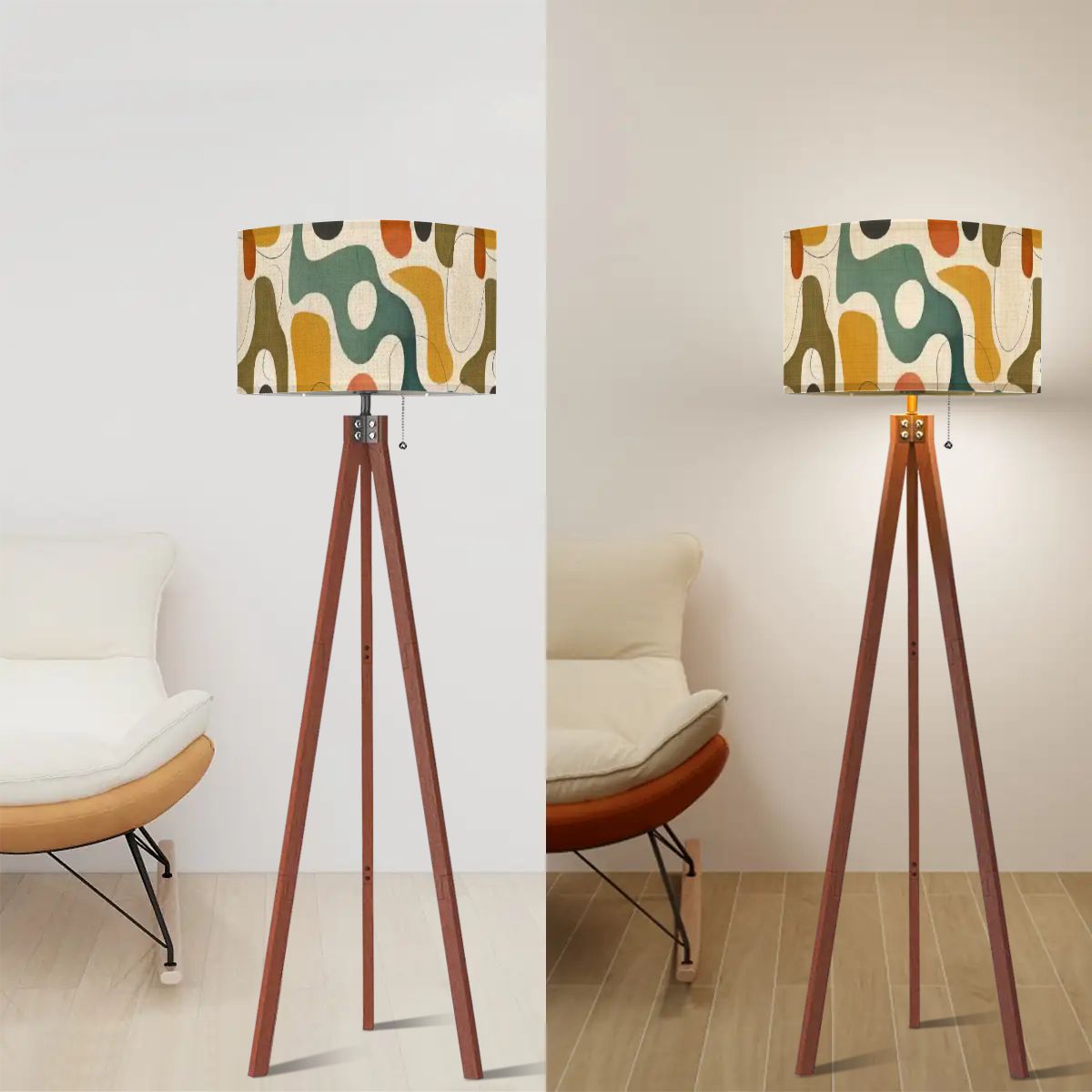 Mid-Century Modern Organic Shapes Tripod Floor Lamp