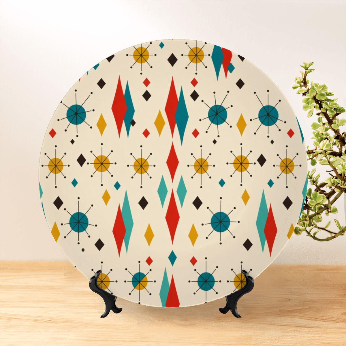 Mid-Century Geometric Ceramic Decorative Plate