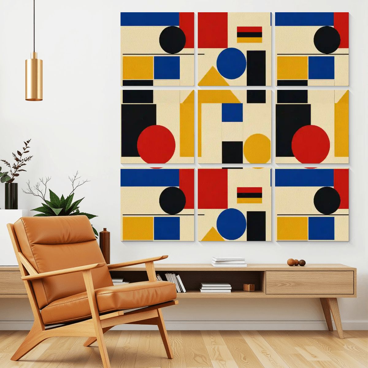 Bauhaus Geometric Acoustic Wall Panels, 9-Piece Set