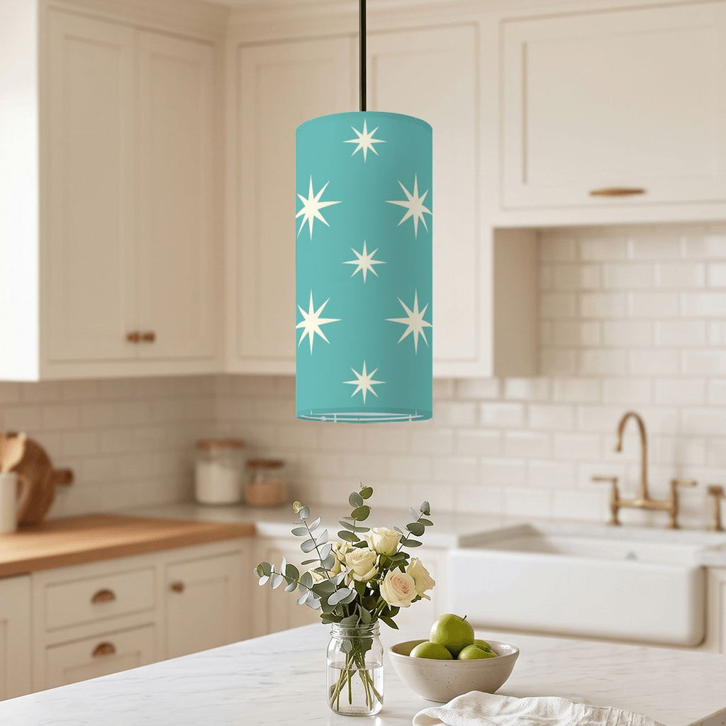 Mid-Century Modern Turquoise Starburst Pendant Light