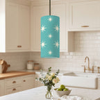 Mid-Century Modern Turquoise Starburst Pendant Light