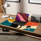 Mid-Century Modern Atomic Cat Colorblock Extended Mouse Pad