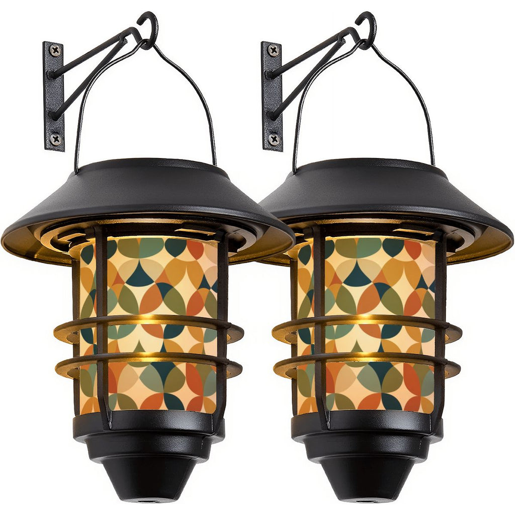 Mid-Century Modern Multicolor Geometric Solar Wall Lights, 2-Piece Set