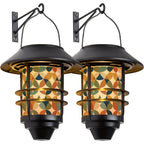 Mid-Century Modern Multicolor Geometric Solar Wall Lights, 2-Piece Set