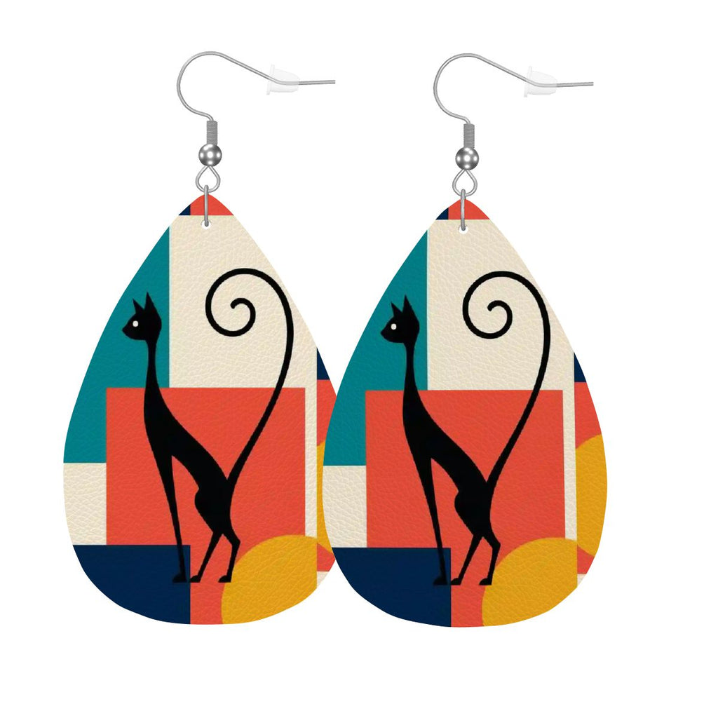 Atomic Color-Block Mid-Century Modern Drop Earrings