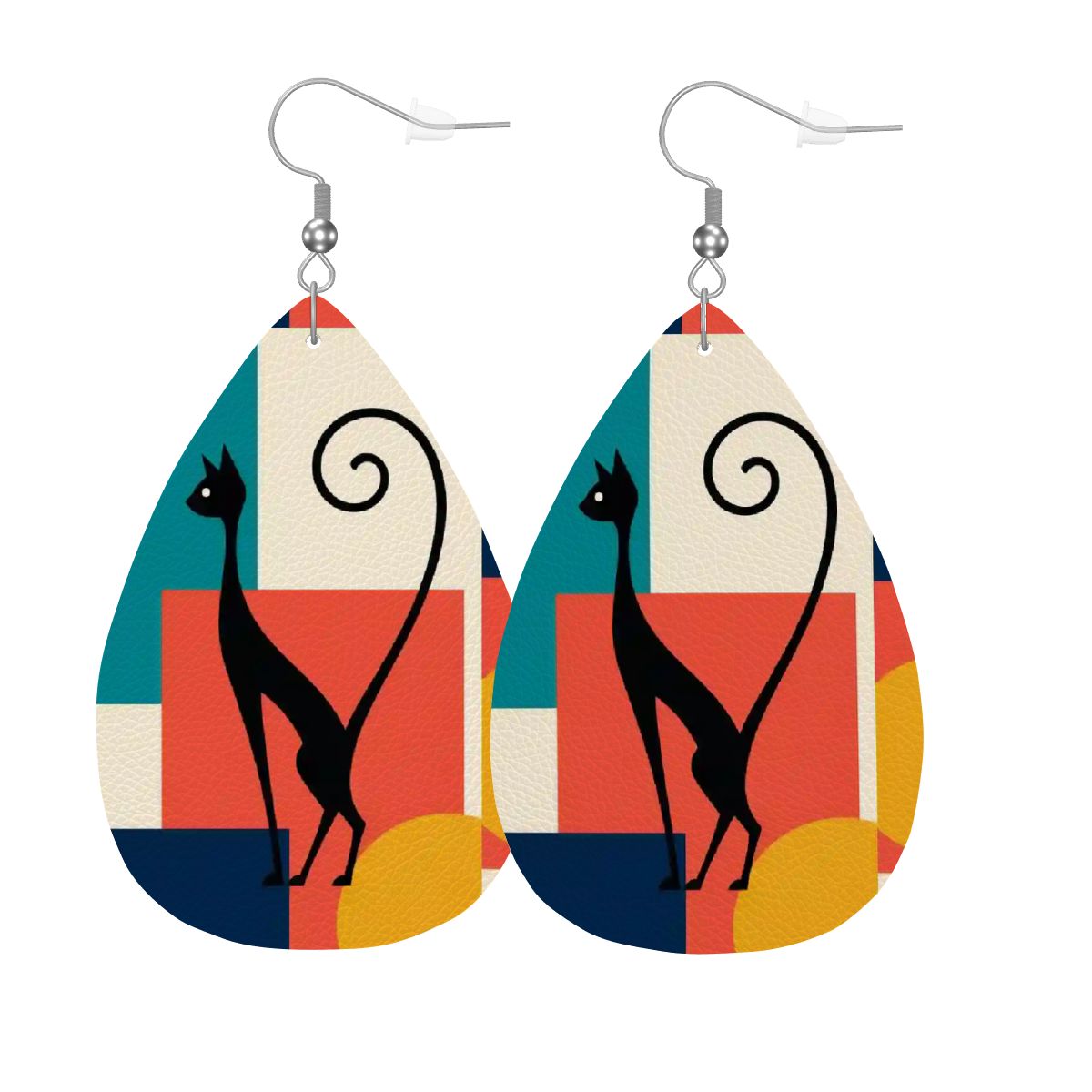 Atomic Color-Block Mid-Century Modern Drop Earrings