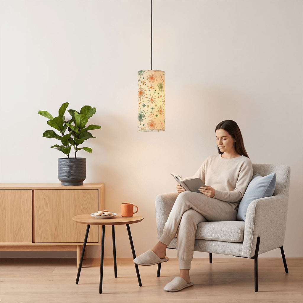 Starburst Pendant Light | Mid-Century Modern Cylinder Ceiling Light