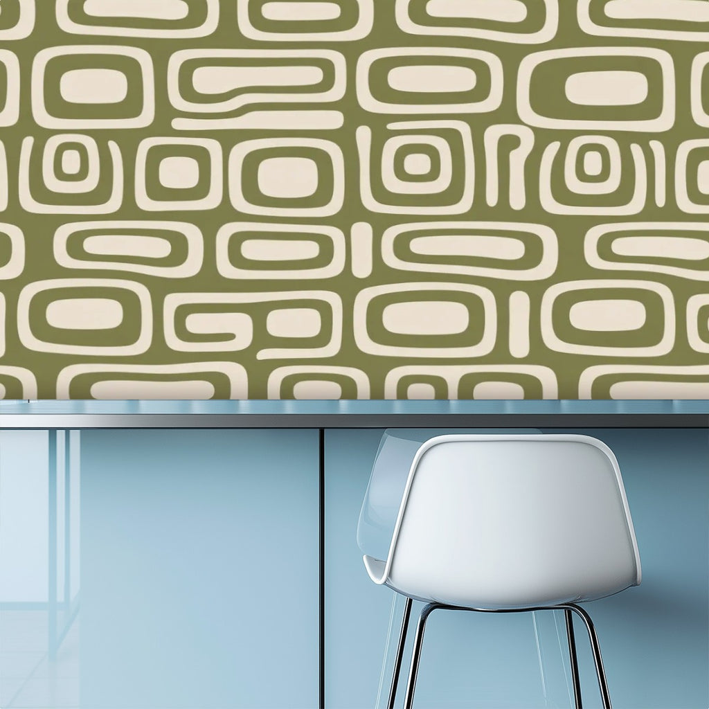Mid-Century Organic Geometric Peel-and-Stick Wallpaper