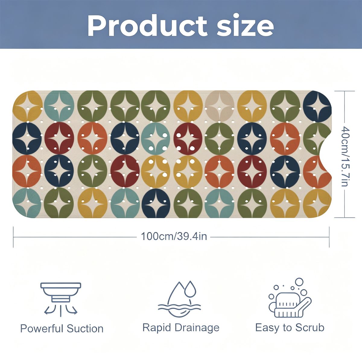 Atomic Starburst Extra-Long Bathtub Mat