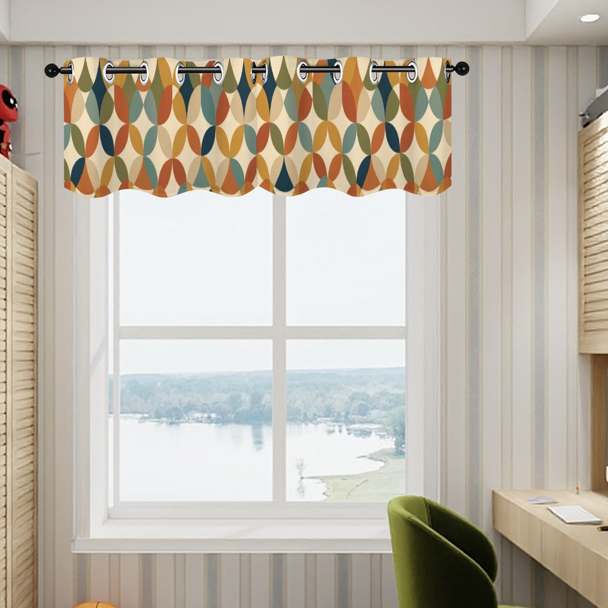 Mid-Century Modern Teardrop Geometric Window Valance