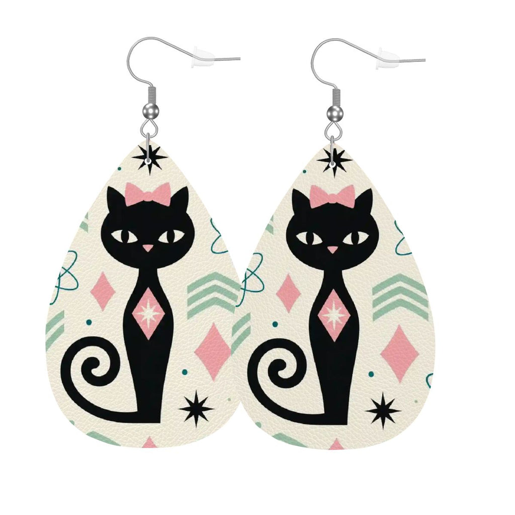 Atomic Cat Teardrop Earrings | Mid-Century Modern Statement Drops