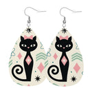 Atomic Cat Teardrop Earrings | Mid-Century Modern Statement Drops
