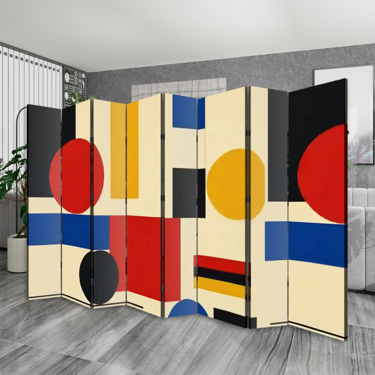Bauhaus Geometric 8-Panel Room Divider