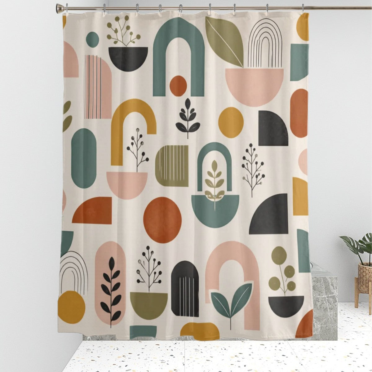 Mid-Century Modern Organic Garden Shower Curtain