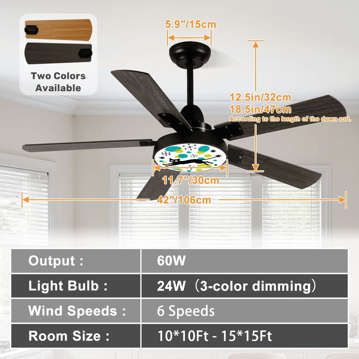 Atomic Cat 42-Inch Ceiling Fan with Light