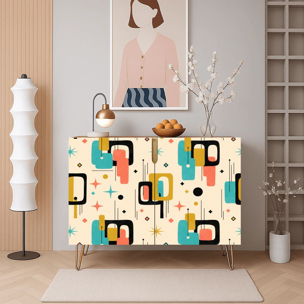 Mid-Century Modern Geometric Storage Cabinet, Made in USA