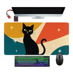 Mid-Century Modern Atomic Cat Colorblock Extended Mouse Pad