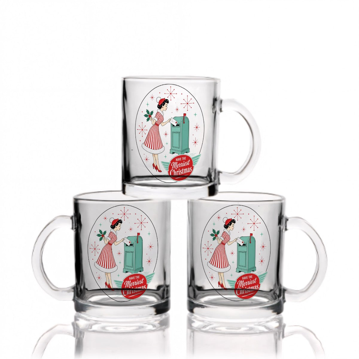 Merriest Christmas Retro Atomic Glass Mug