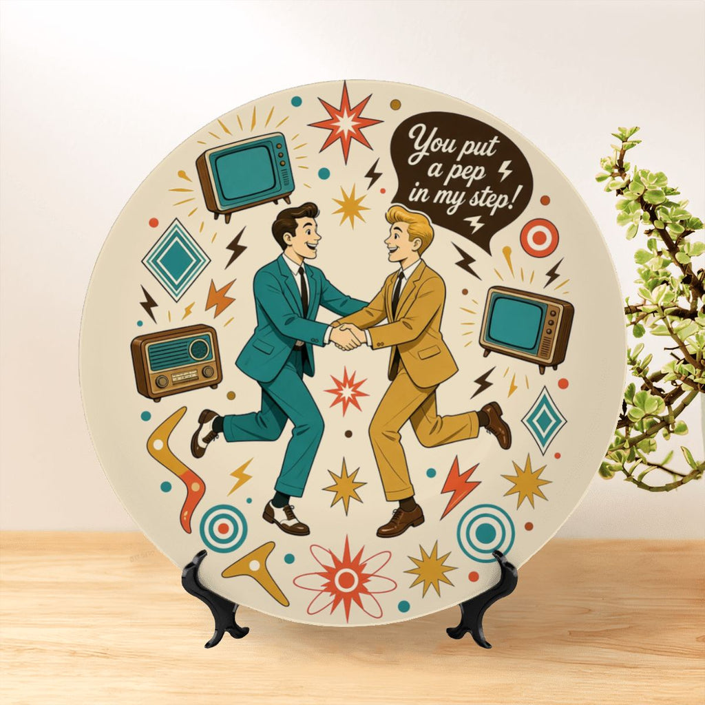 Mid-Century Modern Gay Couple Atomic Love Ceramic Decorative Plate