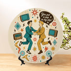 Mid-Century Modern Gay Couple Atomic Love Ceramic Decorative Plate