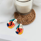 Atomic Color-Block Mid-Century Modern Drop Earrings