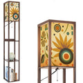 Mid-Century Modern Sunburst Print Shelf Floor Lamp