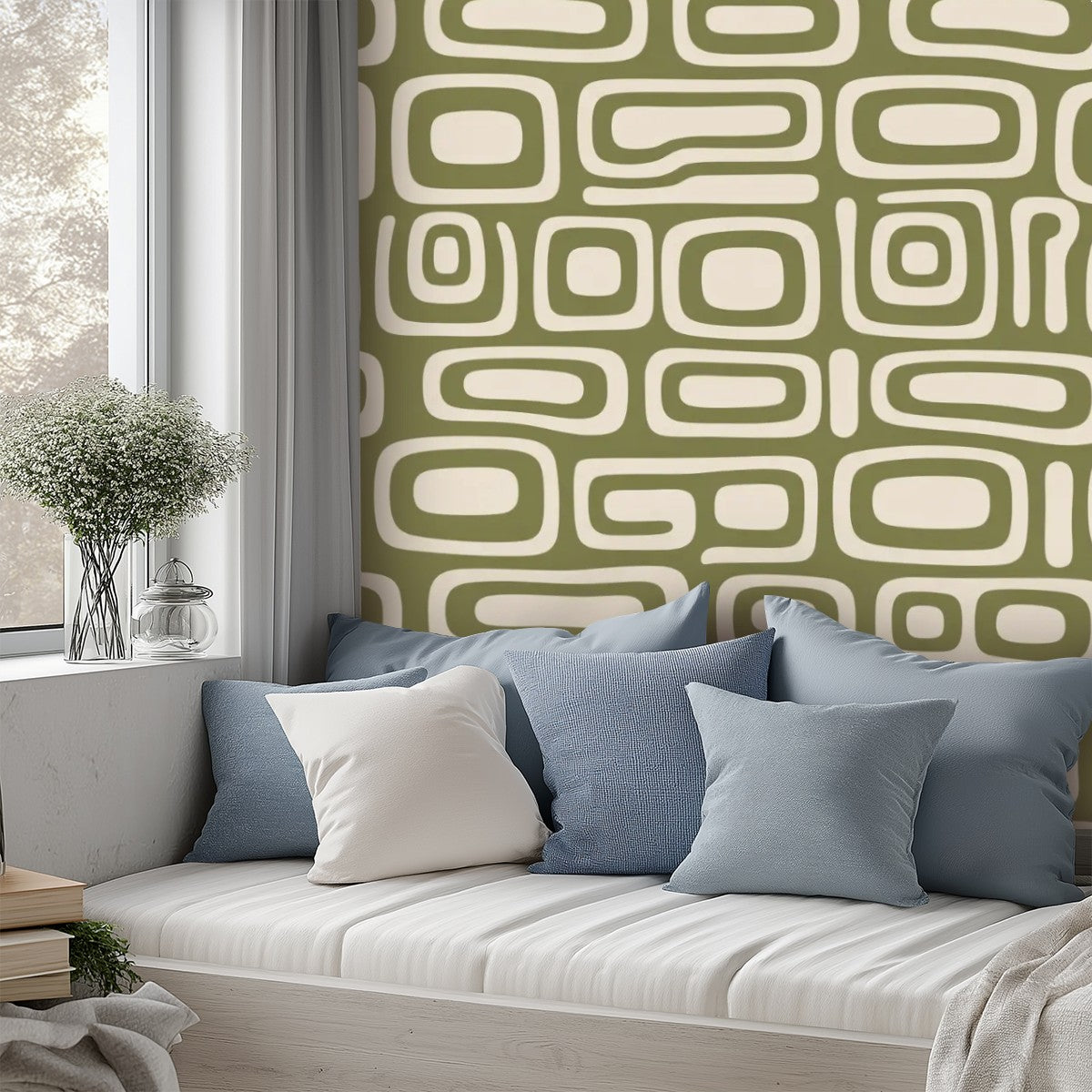 Mid-Century Organic Geometric Peel-and-Stick Wallpaper