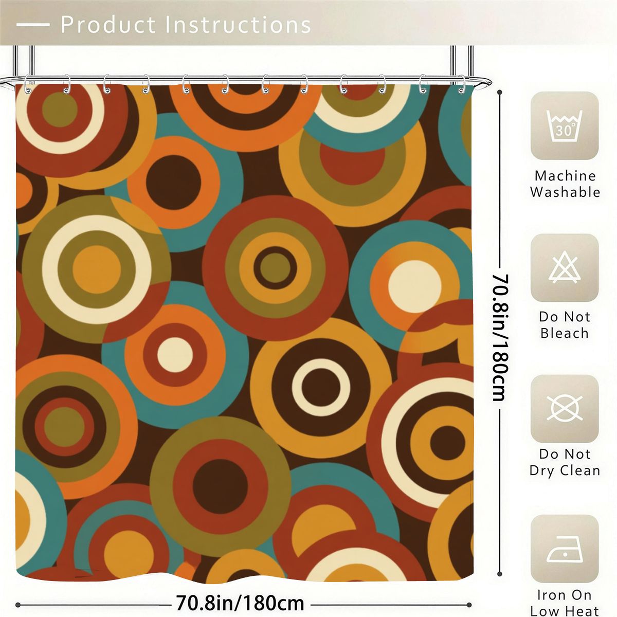 Mid-Century Orbit Geometric Shower Curtain