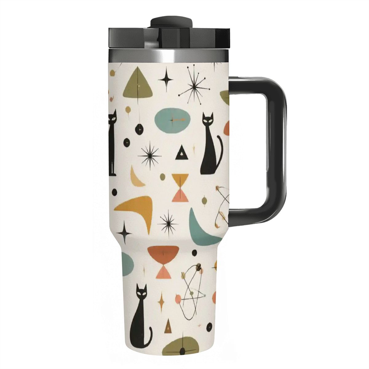 MCM-Era Cat & Botanical Atomic Print 40 oz Travel Tumbler