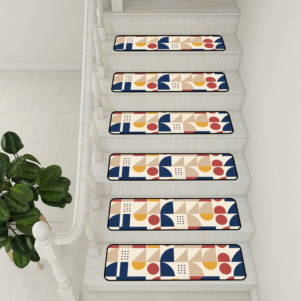 Bauhaus Geometric Non-Slip Stair Tread Set