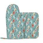 Mid-Century Modern Teal Geometric Oven Mitt & Pot Holder Set
