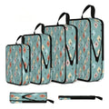 Mid-Century Modern Teal Pattern 4-Piece Packing Cube Set