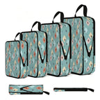Mid-Century Modern Teal Pattern 4-Piece Packing Cube Set