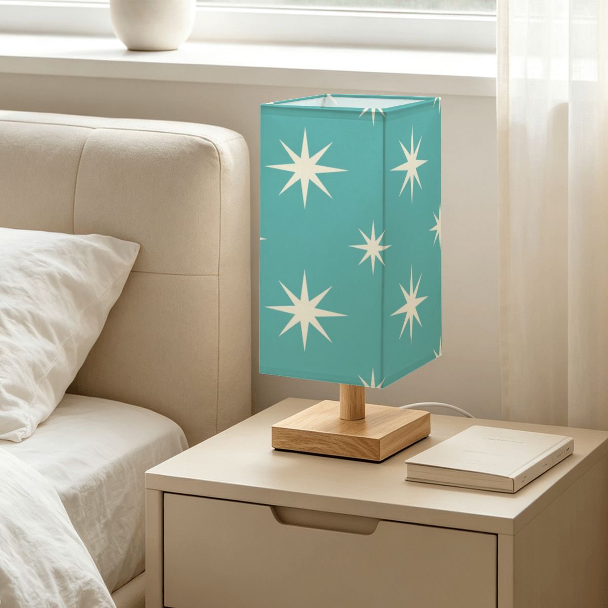 Mid-Century Modern Turquoise Starburst Table Lamp