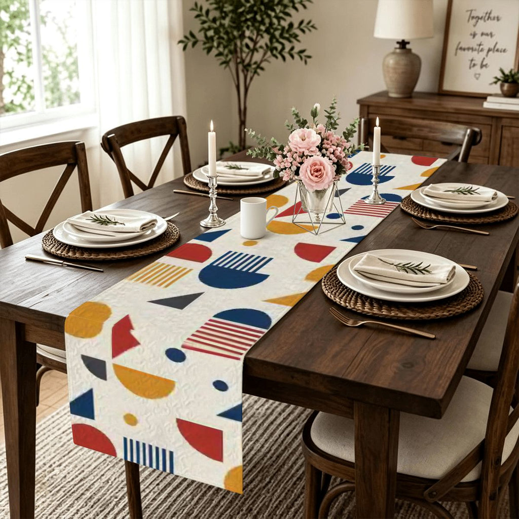 Mid-Century Modern Geometric Quilted Table Runner