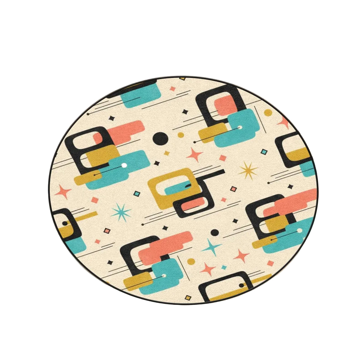 Mid-Century Modern Abstract Pattern Round Area Rug
