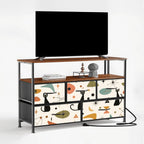 Abstract Color-Block Five-Drawer Mid-Century Modern Media Console